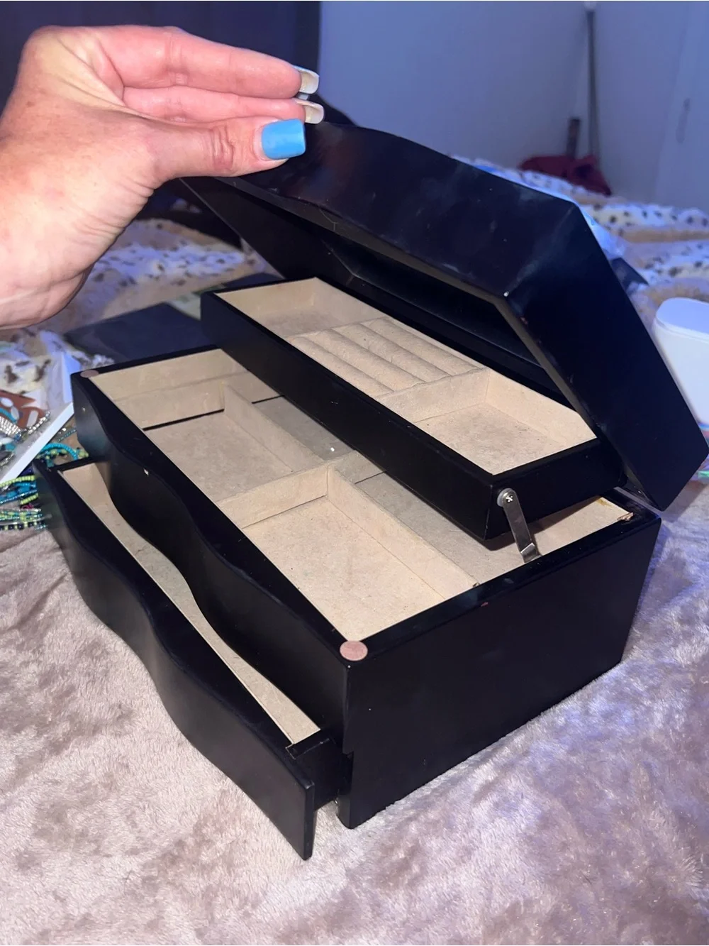 Black Jewelry Organizer Box with Mirror - Unbranded